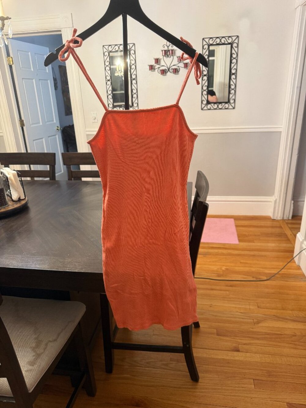🧡 Sunny & Sweet! Wild Fable Coral Ribbed Tie-Strap Mini Dress ☀️